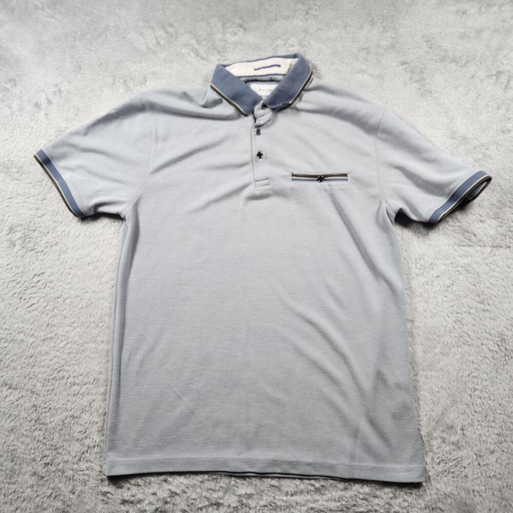 Porter & Ash Polo Shirt Mens Medium Blue Striped Modal Blend Knit Chest Pocket